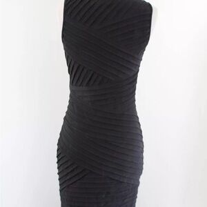 Calvin Klein black bandage ruffle sheath cocktail dress size 8